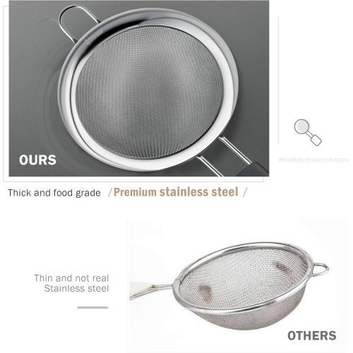  [아마존 핫딜] [아마존핫딜]IPOW Fine Mesh Strainer, 3 Pack Professional Super Fine Mesh Strainer with Strengthened Handle for Sifting Flour, Noodle, Icing Sugar, Quinoa, Coffee, Juice, Tea etc