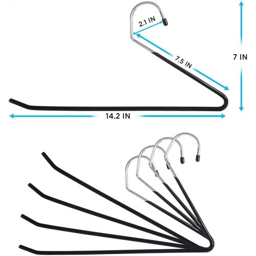  [아마존핫딜][아마존 핫딜] IPOW Upgraded 24 Pack Heavy Duty Slacks/Trousers Pants Hangers Open Ended Hanger Easy Slide Organizers, Metal Rod with a Large Diameter, Chrome and Black Friction