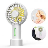 IPOW Mini Handheld Fan Personal Portable Fan 3 Speed Adjustable Angle Removable Base Lanyard USB Recharging Battery Operated Small Desk Cooling Face Fan for Home Camping Disney Tra