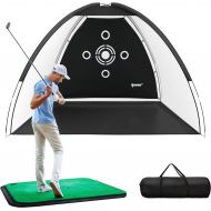 [아마존베스트]IPOW Golf Practice Net, 10x6.5ft Golf Hitting Training Aids Nets with Target and Carry Bag for Backyard Driving Chipping - Men Kids Indoor Outdoor Sports Game