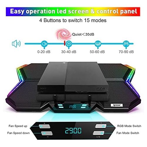  [아마존베스트]IPOW 12-Mode RGB Laptop Cooling Pad LED Screen Gaming Laptop Cooler with 6 High-Speed Adjustable Fans, 7 Heights Stand, 2 USB Ports, Compatible up to 17 Laptop & PS4