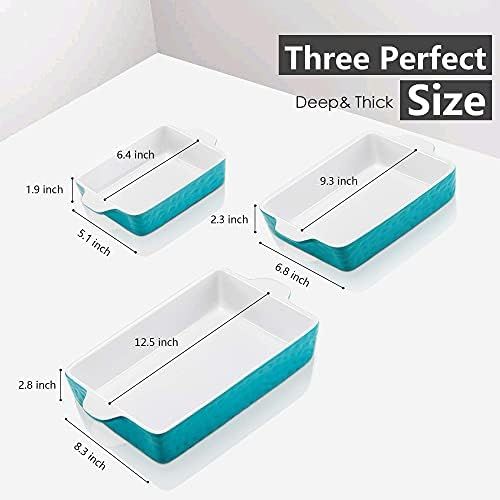  [아마존베스트]IPOW 3-Piece Ceramic Baking Dish, Value Three Pack Thick Porcelain Rectangular Oven to Table Bakeware Cookware Set Casserole Dishes Lasagna Pans for Cooking & Serving, Dishwasher S