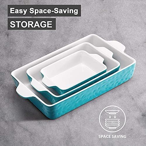  [아마존베스트]IPOW 3-Piece Ceramic Baking Dish, Value Three Pack Thick Porcelain Rectangular Oven to Table Bakeware Cookware Set Casserole Dishes Lasagna Pans for Cooking & Serving, Dishwasher S