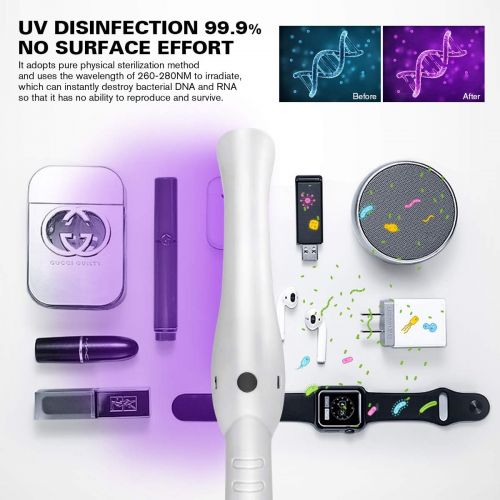  IPS IP SMART UV Light Sanitizer Wand, Portable UVC Light Sanitizer Perfect for Home Hotel Travel Car Kills 99% of Germs USB Rechargeable UV Sanitizer Lamp Stick Handheld Ultraviolet Light Sanit