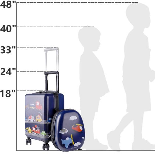  IPlay, iLearn Kids Carry on Luggage Set with Wheels, Travel Suitcase for Boys Toddlers