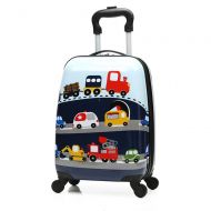 IPlay Children Rolling Travel Suitcase Cartoon Car Kids Carry On Set Universal Wheels 18 in Travel Luggage Case for Boys (Car)