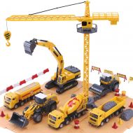 [아마존핫딜][아마존 핫딜] IPlay, iLearn iPlay, iLearn Construction Site Vehicles Toy Set, Kids Engineering Playset, Tractor, Digger, Crane, Dump Trucks, Excavator, Cement, Steamroller for 3, 4, 5 Year Old Toddlers, Boys,