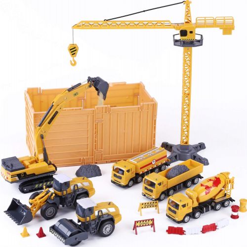  [아마존핫딜][아마존 핫딜] IPlay, iLearn iPlay, iLearn Construction Site Vehicles Toy Set, Kids Engineering Playset, Tractor, Digger, Crane, Dump Trucks, Excavator, Cement, Steamroller for 3, 4, 5 Year Old Toddlers, Boys,