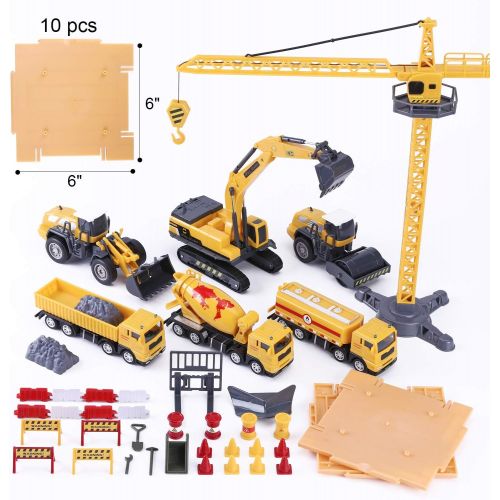  [아마존핫딜][아마존 핫딜] IPlay, iLearn iPlay, iLearn Construction Site Vehicles Toy Set, Kids Engineering Playset, Tractor, Digger, Crane, Dump Trucks, Excavator, Cement, Steamroller for 3, 4, 5 Year Old Toddlers, Boys,