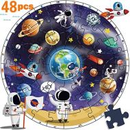 [아마존베스트]IPlay, iPlay, iLearn Wooden Solar System Jigsaw Puzzles, Circular Floor Puzzle, Planets Learning Toy, Large Space Ships. Educational Children Gifts for 2 3 4 5 6 7 Year Olds Kids, Boys, G