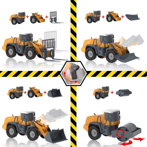  [아마존베스트]IPlay, iPlay, iLearn Construction Vehicle Play Set, Crane, Trucks, Bulldozer, Trailer, Toys for Kids Boys