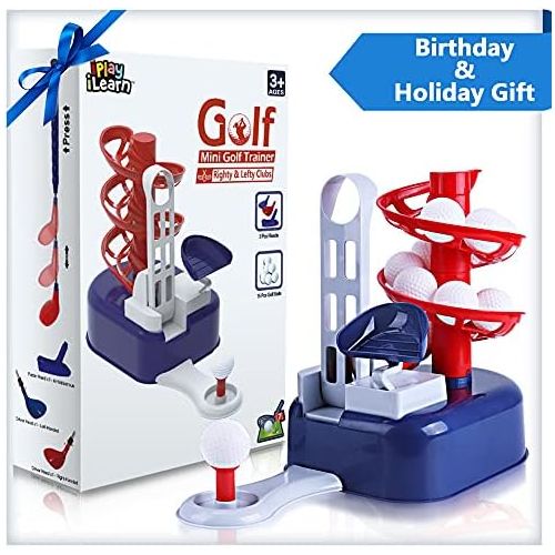  iPlay, iLearn Kids Golf Toys Set, Outdoor Lawn Sport Toy, Training Golf Balls & Clubs Equipment, Indoor Exercise, Outside Yard Active Gifts for 3 4 5 6 7 8 Year Olds Boys Toddlers