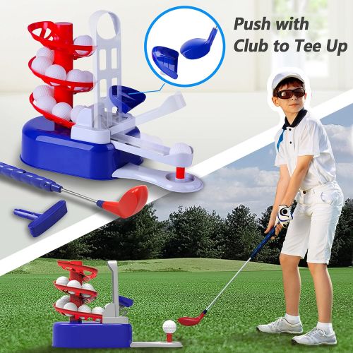  iPlay, iLearn Kids Golf Toys Set, Outdoor Lawn Sport Toy, Training Golf Balls & Clubs Equipment, Indoor Exercise, Outside Yard Active Gifts for 3 4 5 6 7 8 Year Olds Boys Toddlers