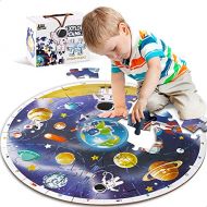 iPlay, iLearn Kids Puzzle Ages 4-8, Wooden Solar System Floor Puzzles Ages 3-5, Large Round Space Planets Jigsaw Puzzle Toys, Educational Learning Gifts for 6 7 8 Year Old Toddlers
