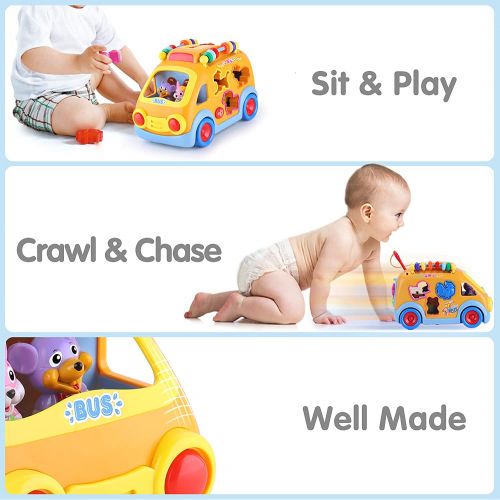  iPlay, iLearn Electronic Musical Bus, Baby Sensory Toy, 3D Animal Matching Car w/ Gear, Early Development, Learning, Educational Gift for Girls Boys Toddlers Kids