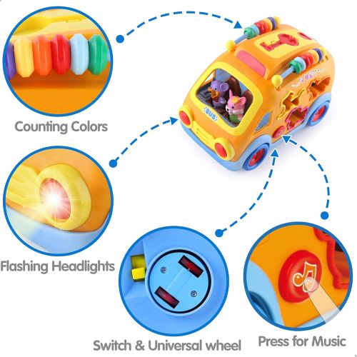  iPlay, iLearn Electronic Musical Bus, Baby Sensory Toy, 3D Animal Matching Car w/ Gear, Early Development, Learning, Educational Gift for Girls Boys Toddlers Kids