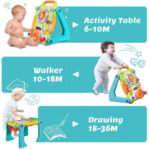  iPlay, iLearn 3 in 1 Baby Sit to Stand Walkers Toys, Kids Activity Center, Toddlers Musical Fun Table, Lights and Sounds, Learning, Birthday Gift for 9, 12, 18 Months, 1, 2 Year Ol