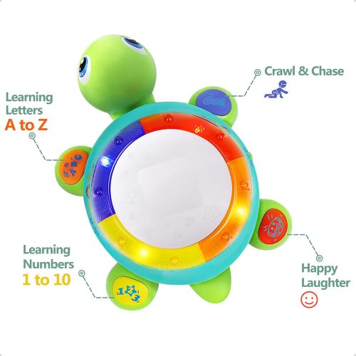  IPlay, iLearn Musical Turtle Toy, English & Spanish Learning, Electronic Toys W/ Lights and Sounds, Early Educational Development Gift 6 7 8 9 10 11 12 Months, 1, 2 Year Olds Baby Infants Toddle