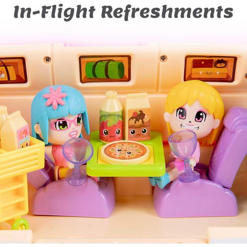  iPlay, iLearn Airplane Doll House Playset, Girls Dollhouse Pretend Play Set, Toddler Pink Dream Jet Plane Toy Accessory W/ 5 Mini People, Furniture, Imaginative Birthday Gifts for