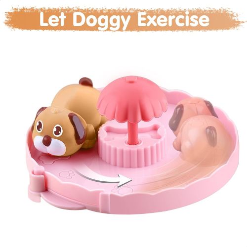  iPlay, iLearn Musical Dog House Toy Set for Kids, Toddler Pretend Play Puppy Pet Care Playset, Electric Doggy Pals W/ Carrier, Birthday Gift for 18 24 Month, 2 3 4 5 Year Old Girls