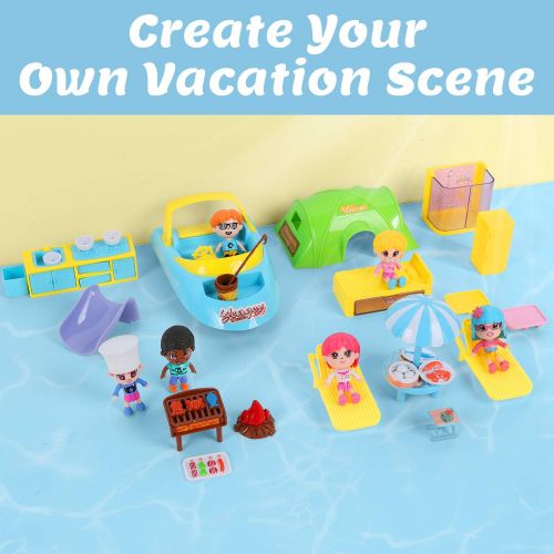  iPlay, iLearn Girls Dollhouse Playset, Boat Toy Set W/ Small Dolls, Kids Pretend House Accessories W/ Cruise Ship, 3 Inch Mini People, Indoor Creative Birthday Gift for 3 4 5 6 Yea