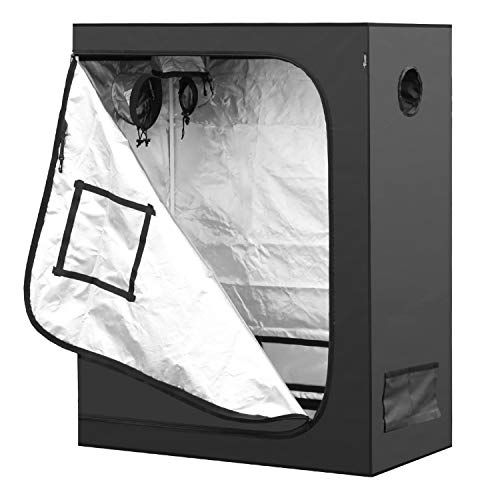  iPower 48x24x60 Mylar Hydroponic Water-Resistant Grow Tent with Observation Window and Removable Floor Tray for Plants Seedling, Propagation, Blossom, 2 x 4 ft