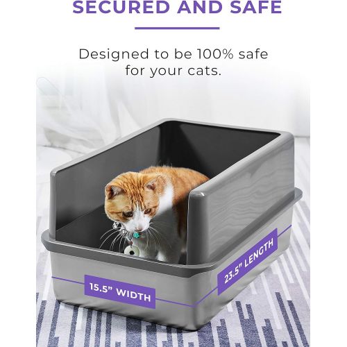  [아마존 핫딜]  [아마존핫딜]IPrimio iPrimio Ultimate Stainless Steel Cat XL Litter Box - Never Absorbs Odor, Stains, or Rusts - No Residue Build Up - Easy Cleaning Litterbox Designed by Cat Owners (1 Pan)