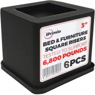 [아마존 핫딜] [아마존핫딜]IPrimio iPrimio Bed and Furniture Square Risers - Black 6Pack 3 INCH Size - Wont Crack & Scratch Floors - Heavy Duty Rubber Bottom - Patent Pending - Great for Wood and Carpet Surface