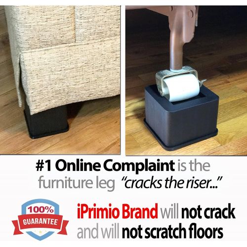  [아마존 핫딜] [아마존핫딜]IPrimio iPrimio Bed and Furniture Square Risers - Black 6Pack 3 INCH Size - Wont Crack & Scratch Floors - Heavy Duty Rubber Bottom - Patent Pending - Great for Wood and Carpet Surface