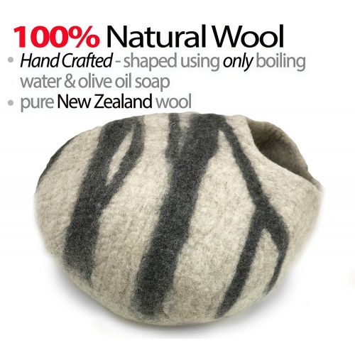  IPrimio iPrimio 100% Natural Wool Eco-Friendly 40 cm Cat Cave - Handmade Premium Shaped Felt - Makes Great Covered Cat House and Bed for Cats & Kittens - for Indoor Cozy Hideaway - Medium