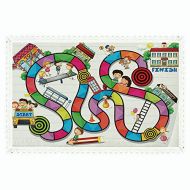 IPrint Board Game,Rectangle Polyester Linen Tablecloth/Game on Notebook Paper Kids and Building School Route Fun Challenge Enjoyment Decorative/for Dinner Kitchen Home Decor,60x120,Multic