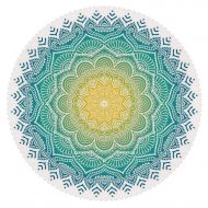 IPrint Funky Round Tablecloth [ Mandala,Aquatic Color Mandala Pattern with Sun in Center Indian Art Meditation Zen,Yellow Green Blue ] Decorative Ideas