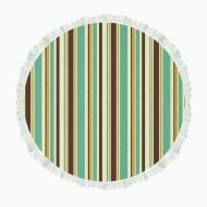 IPrint iPrint 90 Round Polyester Linen Tablecloth,Striped Decor,Funk Art Nostalgic Lash Strokes with Earthen Tones Blow Fashion Graphic,Brown Teal,for Dinner Kitchen Home Decor