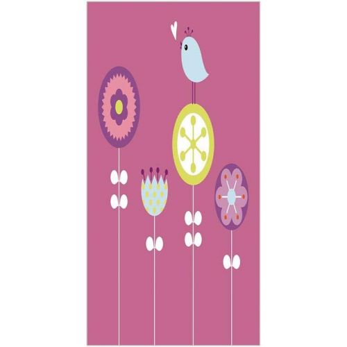  IPrint 3D Decorative Film Privacy Window Film No Glue,Kids,Bird Chirping Hearts Sitting on Flower Tulip Daisy Dandelion Inspirational Baby Design,Multicolor,for Home&Office