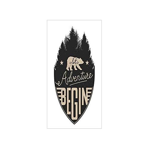  IPrint 3D Decorative Film Privacy Window Film No Glue,Cabin Decor,Let Adventure Begin Vintage Letters on Forest Badge Hipster Calligraphy Decorative,Tan Black White,for Home&Office