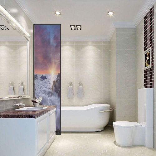  IPrint 3D Decorative Film Privacy Window Film No Glue,Nature,Winter Landscape in The Mountains Sunset Majestic Scenes from The World Photo Decorative,Muave White Brown,for Home&Office
