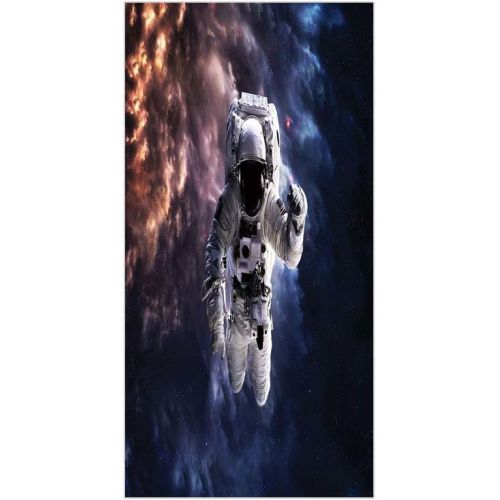  IPrint 3D Decorative Film Privacy Window Film No Glue,Astronaut,Realistic Space Suit in Space Hovering in Emptiness Space Clouds Stars Decorative,Night Blue Multicolor,for Home&Office