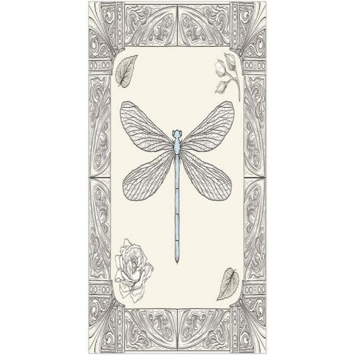 IPrint 3D Decorative Film Privacy Window Film No Glue,Dragonfly,Hand Drawn Royal Ancient Style Rose Petals Leaves and Ornate Figures Design Decorative,Black Light Blue,for Home&Office