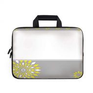 IPrint Grey and Yellow Laptop Carrying Bag Sleeve,Neoprene Sleeve Case/Modern Futuristic Border with Geometric Flower Frame/for Apple Macbook Air Samsung Google Acer HP DELL Lenovo AsusLi