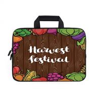 IPrint Harvest Laptop Carrying Bag Sleeve,Neoprene Sleeve Case/Cartoon Style Colorful Food Frame Traditional Harvest Festival Calligraphy/for Apple Macbook Air Samsung Google Acer HP DELL