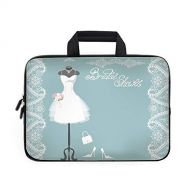 IPrint Bridal Shower Decorations Laptop Carrying Bag Sleeve,Neoprene Sleeve CaseVintage French Inspired Bride Dress with Floral Framesfor Apple MacBook Air Samsung Google Acer HP DELL L