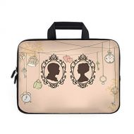 IPrint Wedding Decorations Laptop Carrying Bag Sleeve,Neoprene Sleeve CaseVintage Silhouette Frames Married Couple French Style Designfor Apple Macbook Air Samsung Google Acer HP DELL L