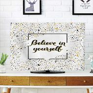 IPrint iPrint LCD TV Cover Lovely,Inspirational,Artistic Frame with Motivational Phrase Moons Stars Calligraphy,Black Marigold White,Diversified Design Compatible 50/52 TV