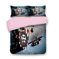 IPrint iPrint Pink Duvet Cover Set,King Size,Gambling Chips and Pair Cards Aces Casino Wager Games Hazard,Decorative 3 Piece Bedding Set with 2 Pillow Sham,Best Gift for Girls Women,Multi