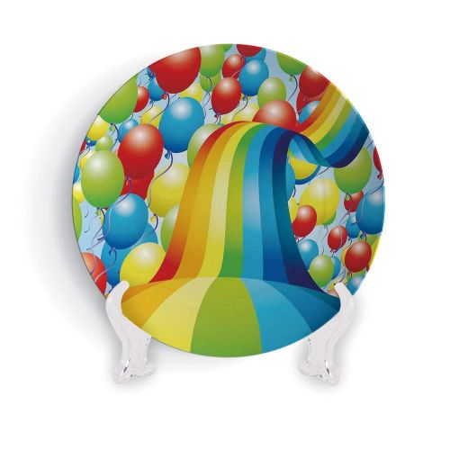  IPrint 6 Birthday Decorations Many Vibrant Balloons Wavy Rainbow Ribbons Festive Celebration Mood