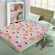 IPrint iPrint Super-Soft Flannel Warm Sofa or Bed Blanket,1st Birthday Decorations,Animal Party with Cat and Dog on Pink Polka Dot Abstract Backdrop,Multicolor,39.37 W x 59.06 H