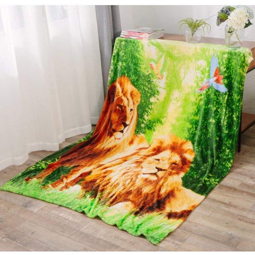  IPrint Creative Flannel Printed Blanket for Warm Bedroom,1st Birthday Decorations,Birthday Party with Cones Teddy Bear Candies and Cake,Red Marigold and Purple,47.25 W x 59.06 H