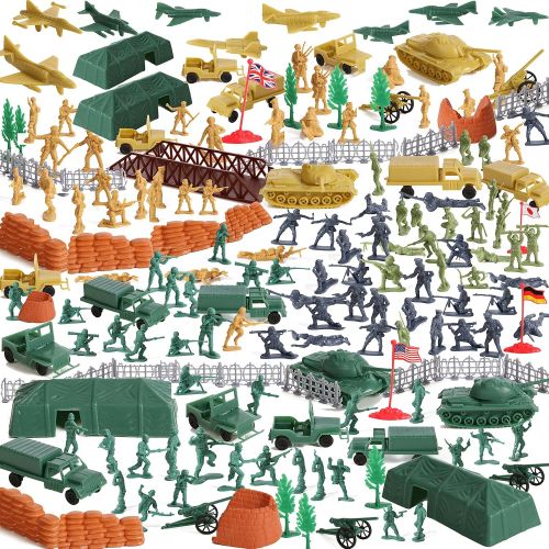  IQ Toys Huge 300 Piece Military Base Set, 200 Soldiers & 100 Army Accessories in a Storage Container