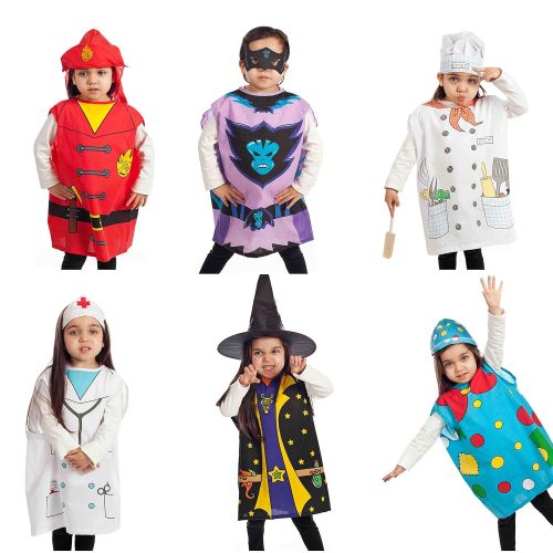  IQ Toys 6 Pieces Dress Up Costumes Fireman Gotham Cook Nurse Clown Witch