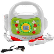 [아마존베스트]IQ Toys MP3 Music Player, with 2 Sing Along Karaoke Microphones and Adapter, Stream Music by Bluetooth, MP3 or Micro SD